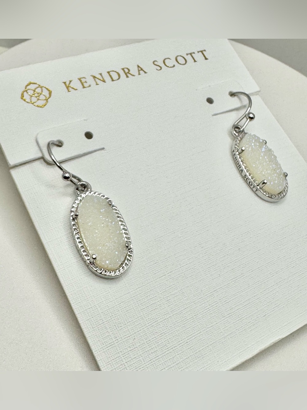 Kendra Scott Lee Silver Drop Earrings in Iridescent Drusy